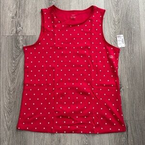 NWT CJ Banks Satin Trim 100% Cotton Red & White Stars Tank Top Size X